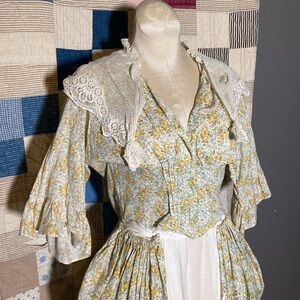 1920s does 1700s Vintage Boned, Yellow Rose and White Cotton Set